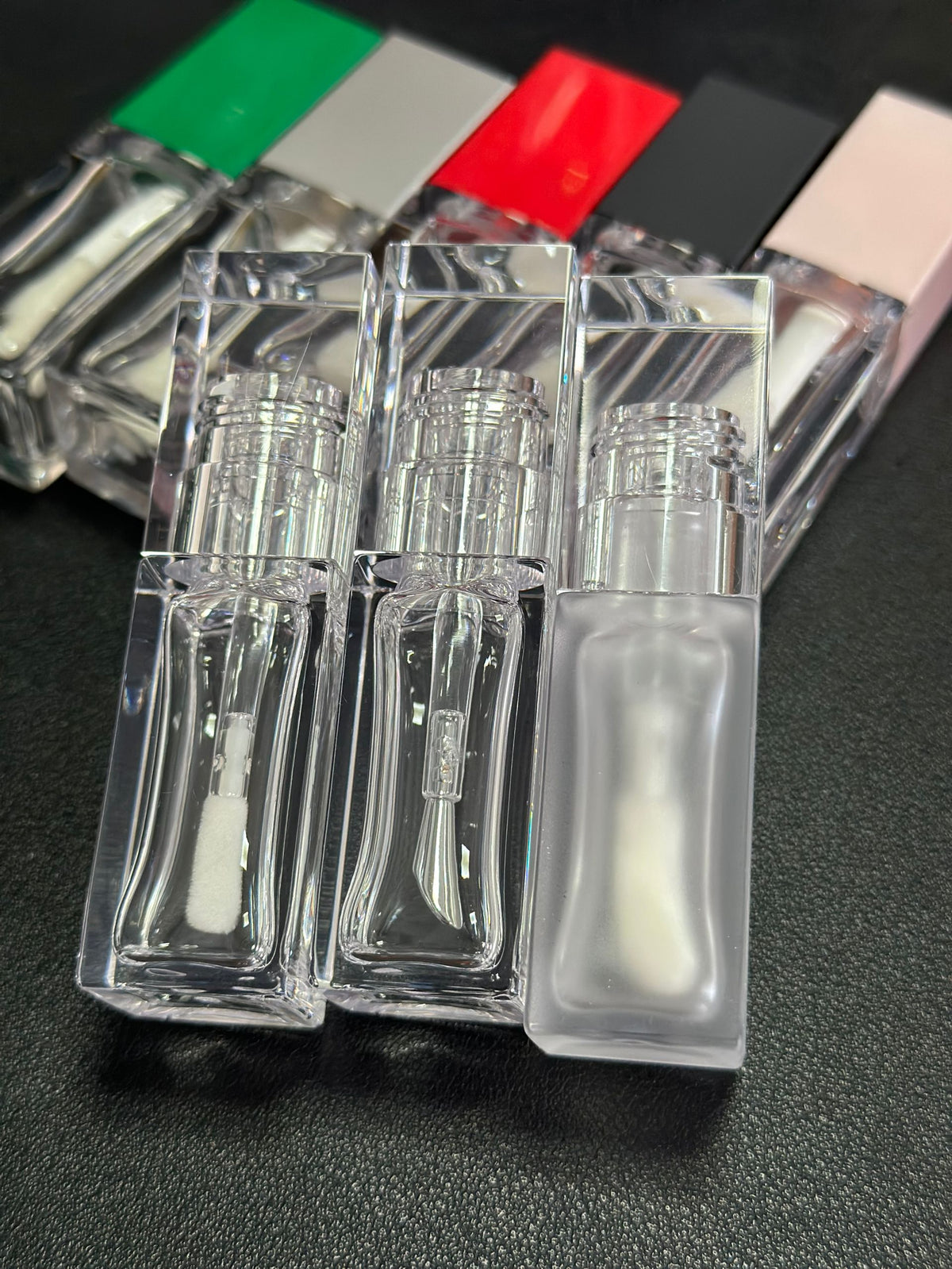 6ml 8ml 10mlplastic empty square rose gold clear petg lip gloss tubes metal wand lipgloss tube container for lip oil