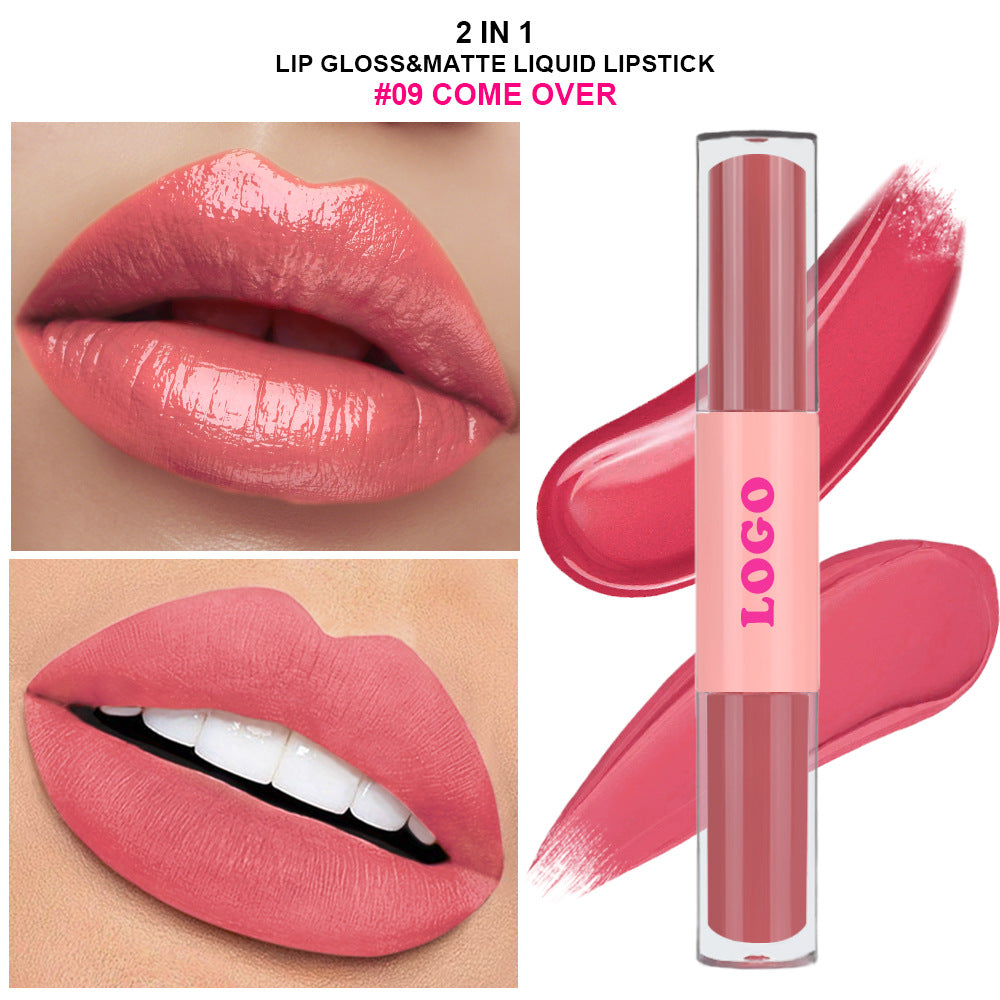 hot sale lip beauty 12 colors 2 in 1 liquid lipstick high pigment long lasting matte liquid lipstick lip gloss