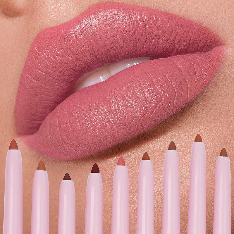 [ Your Private Label ] Pink Tube Creamy 15 Colors  Twist Up Lip Liner Vegan Retractable Lipliner High Pigmented Waterproof Lipliner