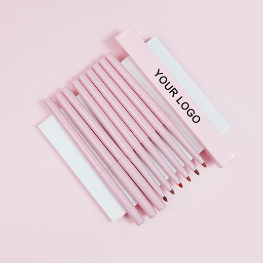 [ Your Private Label ] Pink Tube Creamy 15 Colors  Twist Up Lip Liner Vegan Retractable Lipliner High Pigmented Waterproof Lipliner