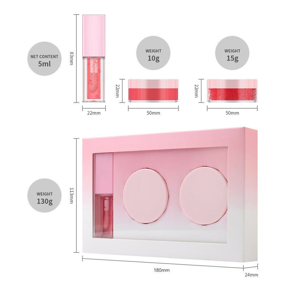 [ Your Private Label ] wholesale custom Vegan Lip Mask Scrub Balm lip oil pink 3 in 1 lip care set