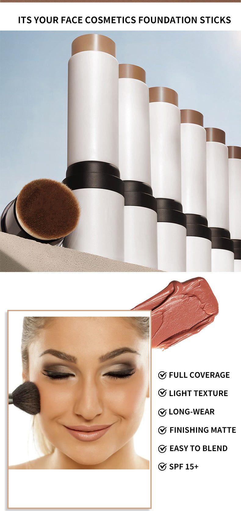 [ Your Private Label ] OEM Vegan Waterproof Moisturizer Make up Foundation Balm Wholesale Cosmetics Luxury Foundation Stick