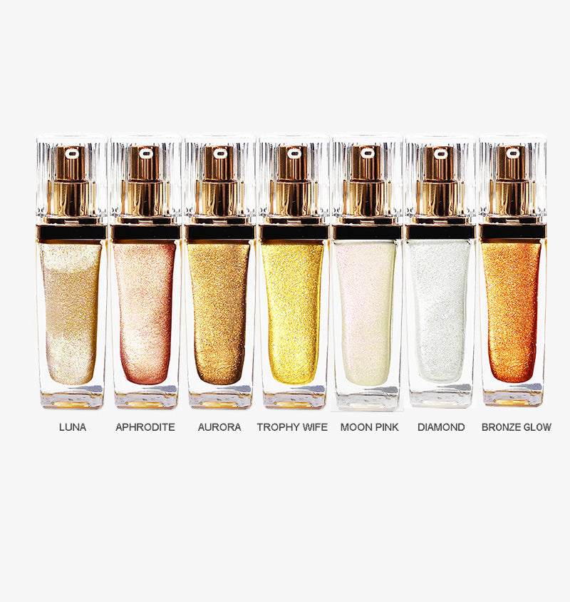 [ Your Private Label ] 7 colors Liquid Makeup Body Highlighter High Pigment Shimmer Oil Body And Face Highlighter Spray