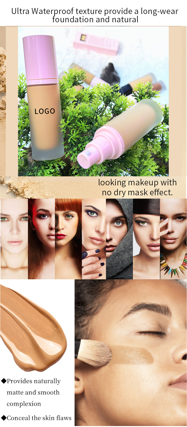 [ Your Private Label ] face makeup sunscreen foundation oil control full coverage waterproof long lasting liquid matte foundation