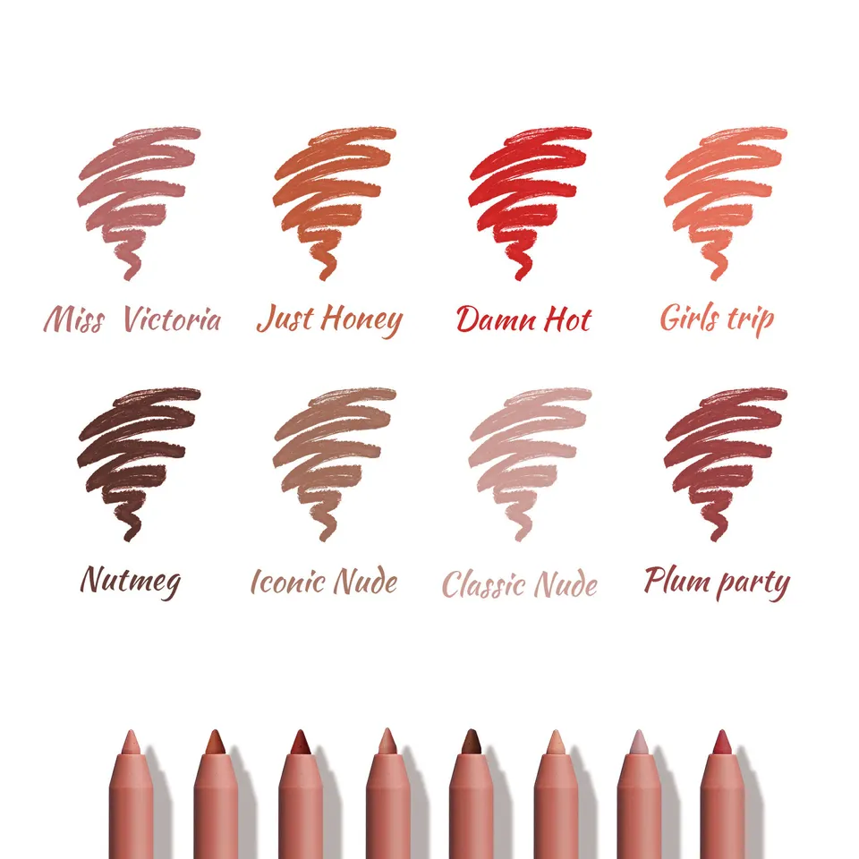 [ Your Private Label ]New Trending Sharpener Included Nude Pink Retractable Lip Liner Vegan Pigment Creamy Brown Lip Liner