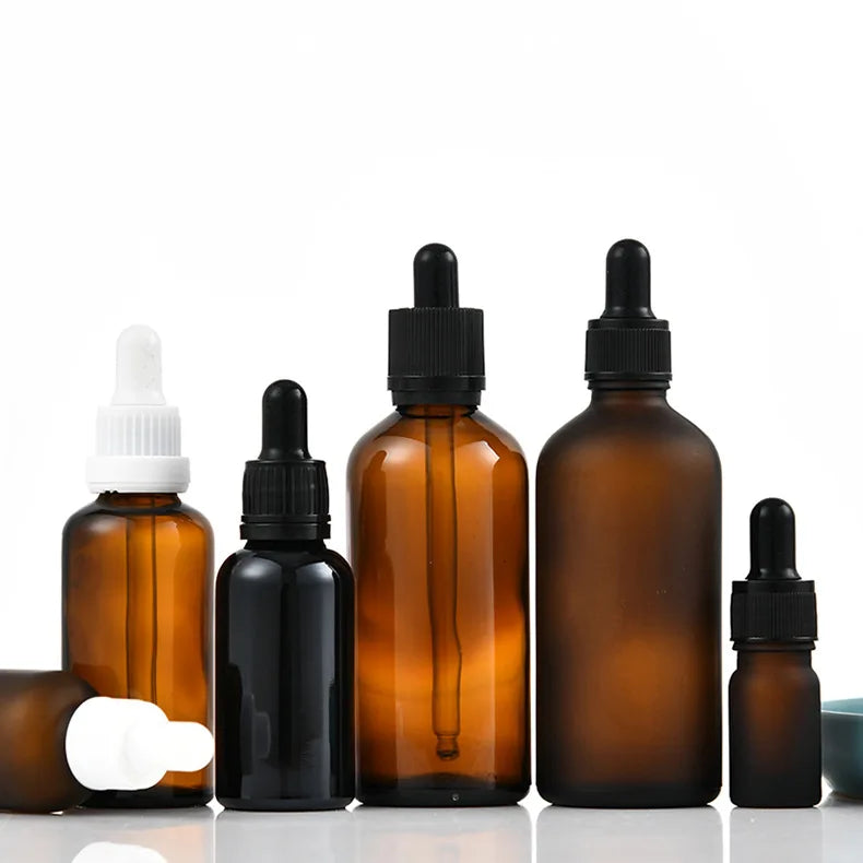 1oz 2oz 4oz 15ml 30ml 60ml 120ml 1 2 4 oz Amber Cosmetics Empty Essential Oil Face Serum Glass Dropper Bottles with Dropper