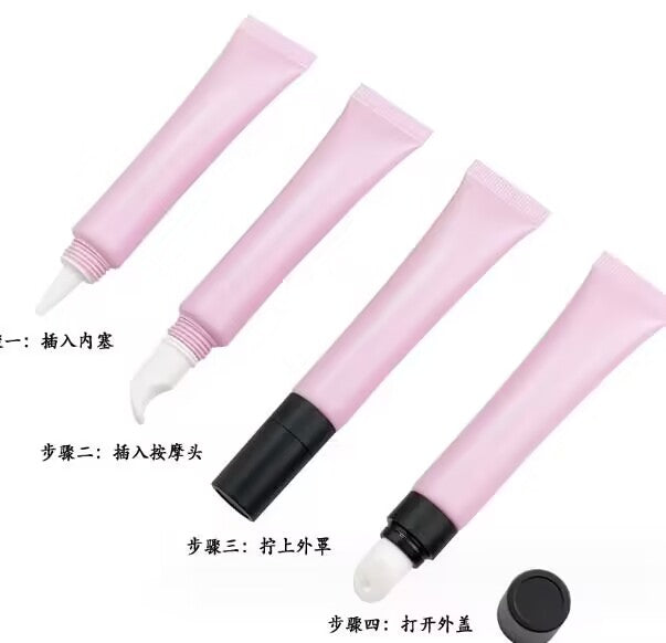 [ Your Private Label ]10g 15g 20g Eye Cream Tube Packaging Pink White Black Glossy Soft Lipgloss Squeeze Tube Packaging With Silver Gold Applicator