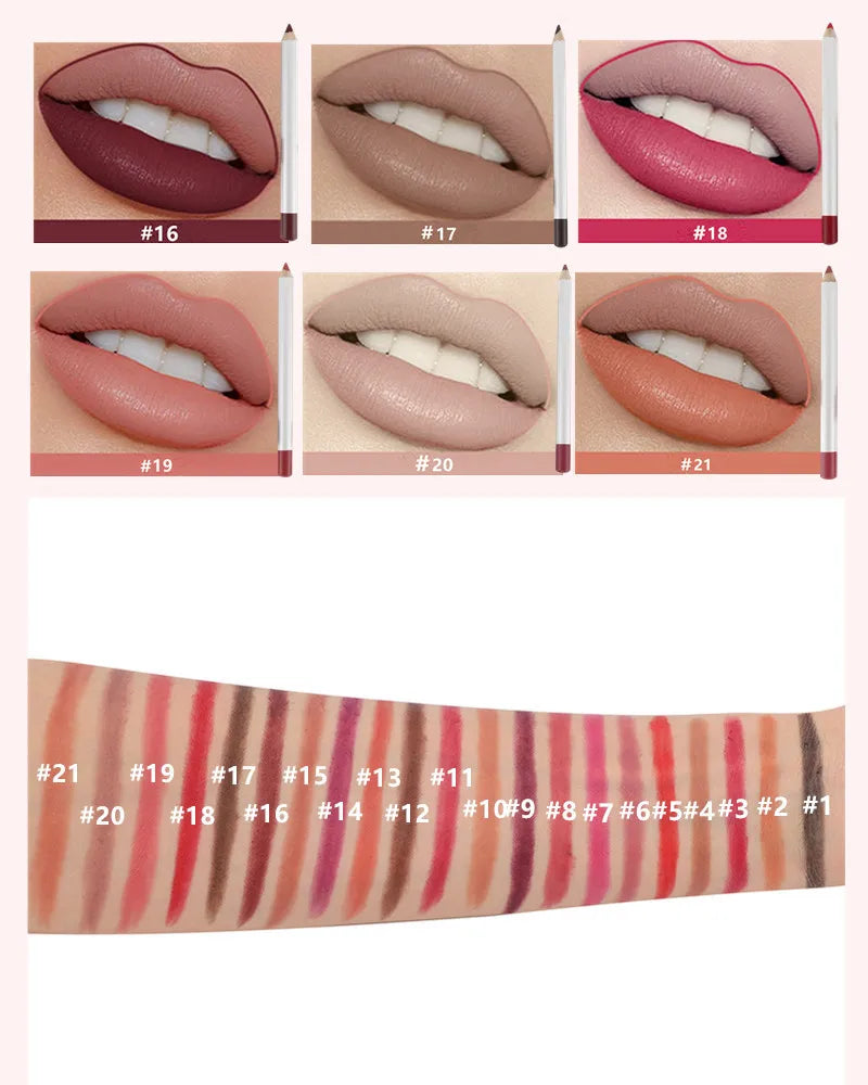 [ Your Private Label ] Custom Logo 21 Colors Lip Liner Box Brown Lip Liners Lipliner Pencil Vendor Vegan Creamy Lip Liner