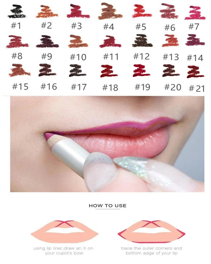 [ Your Private Label ] Custom Logo 21 Colors Lip Liner Box Brown Lip Liners Lipliner Pencil Vendor Vegan Creamy Lip Liner