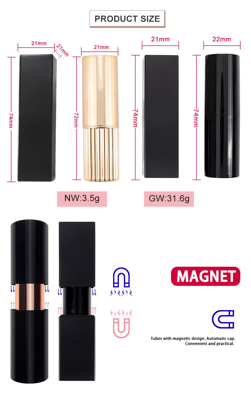 [ Your Private Label ] Diy Own Colors and Tube Private Label Long Lasting Waterproof Lipstick Nude Magnetic Lipstick Vegan Cruelty Matte Lipstick