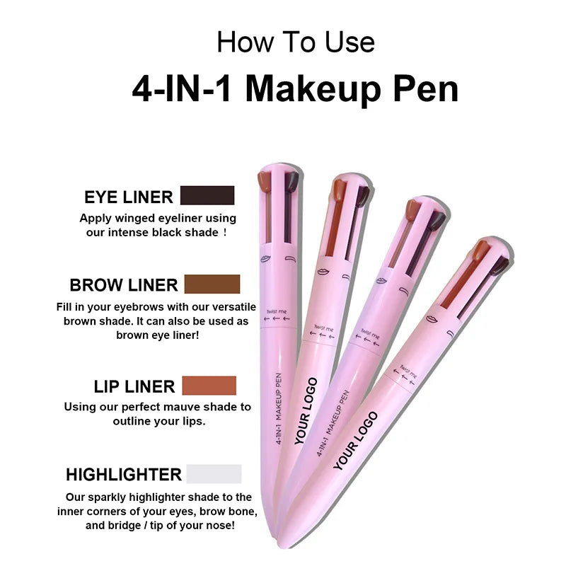 [ Your Private Label ] Eyebrow Pencil Eyeliner Lip Liner Highlight Multi Use Make Up Pencil All In One Touch Up 4 In 1 Makeup Pen