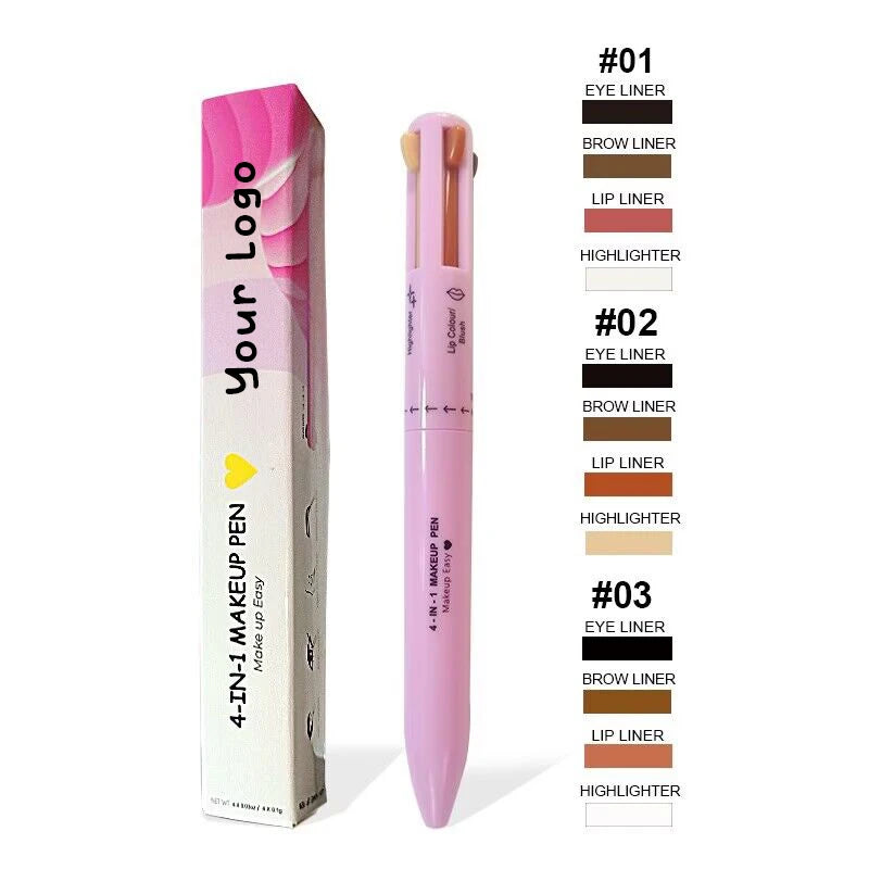 [ Your Private Label ] Eyebrow Pencil Eyeliner Lip Liner Highlight Multi Use Make Up Pencil All In One Touch Up 4 In 1 Makeup Pen