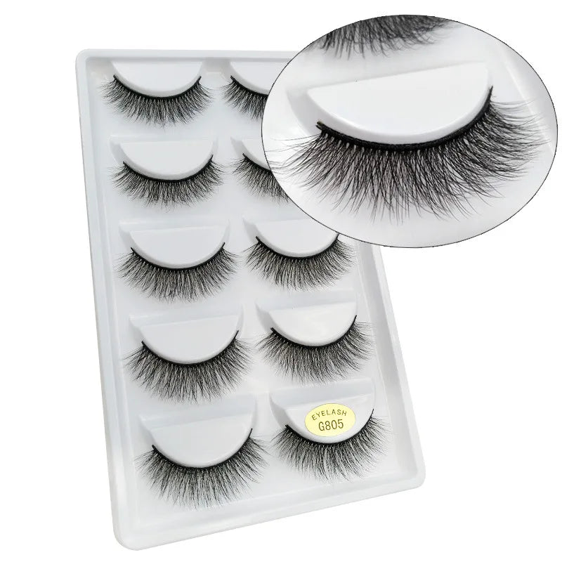 5 Pairs Eye Lash Set Natural Eyelashes Long Thick Extensions Reusable 3D False Eyelashes G800 G801 G802 G803 G804 G805 Eyelash