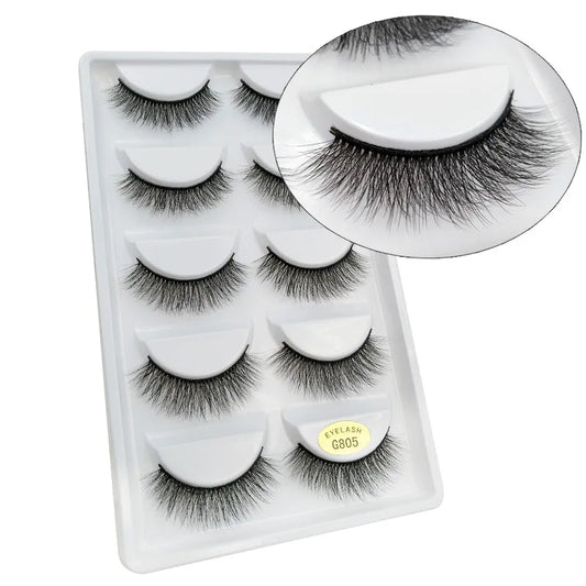 5 Pairs Eye Lash Set Natural Eyelashes Long Thick Extensions Reusable 3D False Eyelashes G800 G801 G802 G803 G804 G805 Eyelash