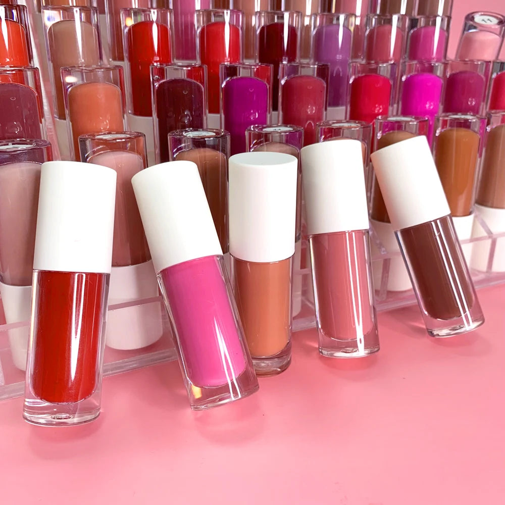 50 Colors Private Label  Waterproof Long Lasting Matte Custom Liquid Lipstick White Lid Big Brush Bottle Matte Liquid Lipstick