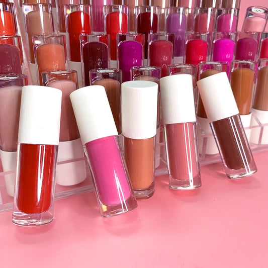 50 Colors Private Label  Waterproof Long Lasting Matte Custom Liquid Lipstick White Lid Big Brush Bottle Matte Liquid Lipstick