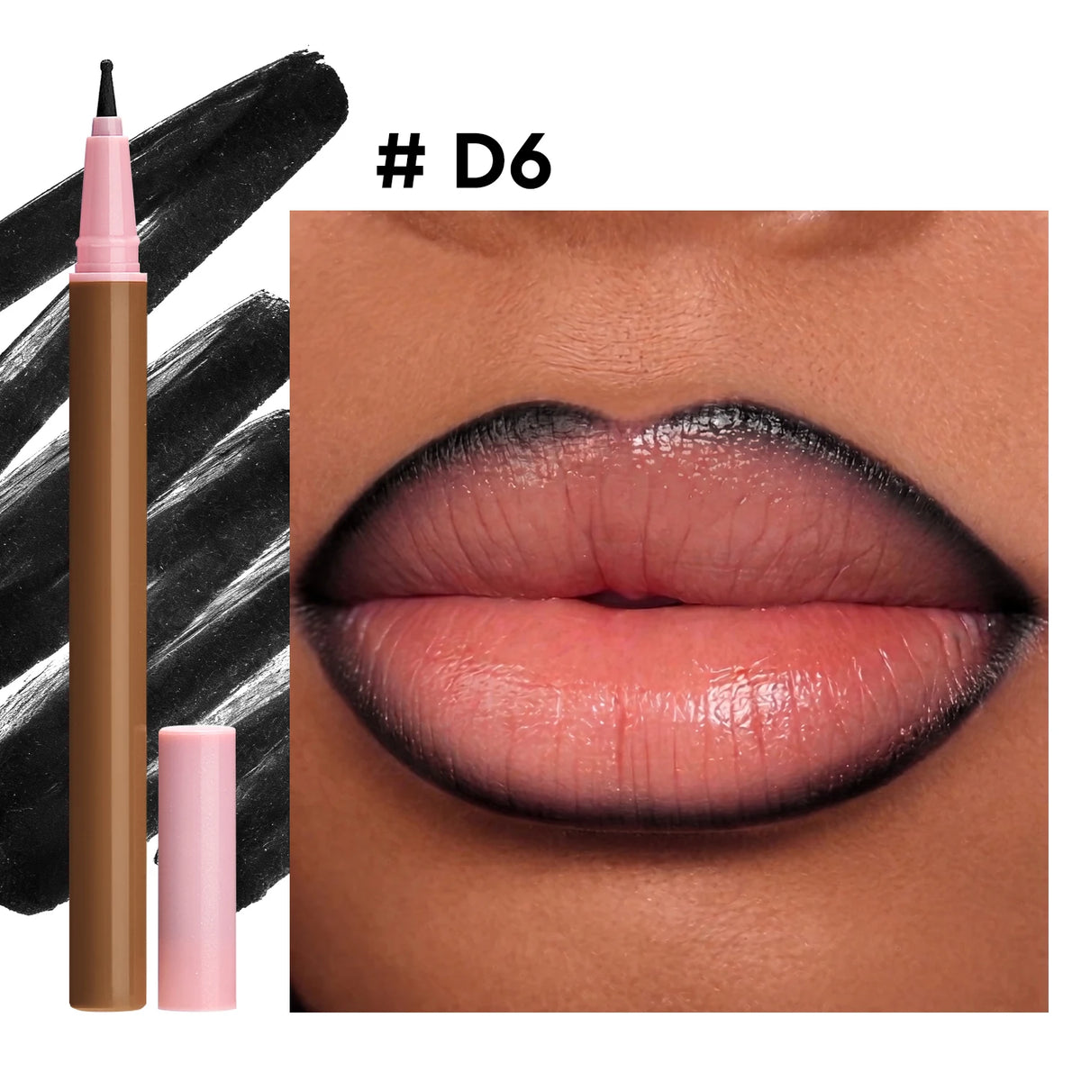 6Color Liquid Lip Liner Lip Tint Pen Lip Gloss Watercolor Long-lasting Waterproof Smudge-proof