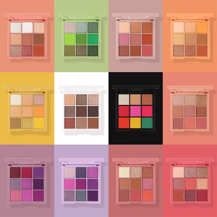 [ Your Private Label ] wholesale high pigment matte shimmer cosmetics makeup eyeshadow nude eye shadow pallet customize 9 color palette eye shadow