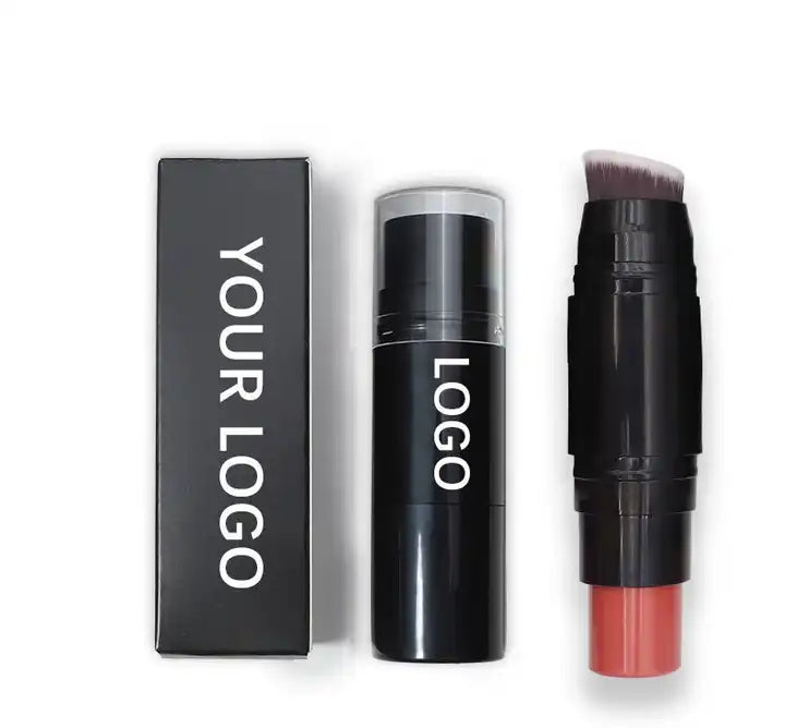 [ Your Private Label ] black container Creamy Blusher Long Lasting Waterproof Vegan Blush Stick Makeup Cream Blush with brush