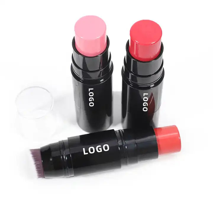 [ Your Private Label ] black container Creamy Blusher Long Lasting Waterproof Vegan Blush Stick Makeup Cream Blush with brush