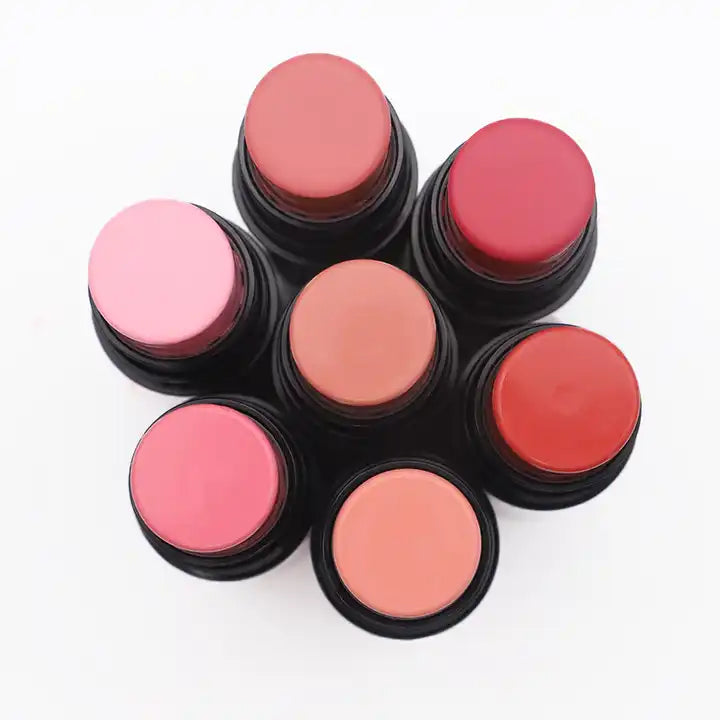 [ Your Private Label ] black container Creamy Blusher Long Lasting Waterproof Vegan Blush Stick Makeup Cream Blush with brush