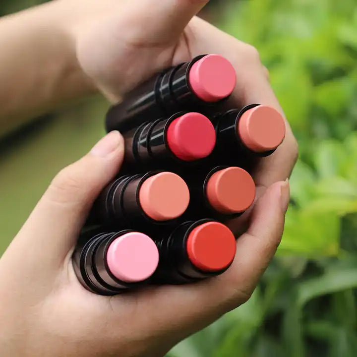 [ Your Private Label ] black container Creamy Blusher Long Lasting Waterproof Vegan Blush Stick Makeup Cream Blush with brush