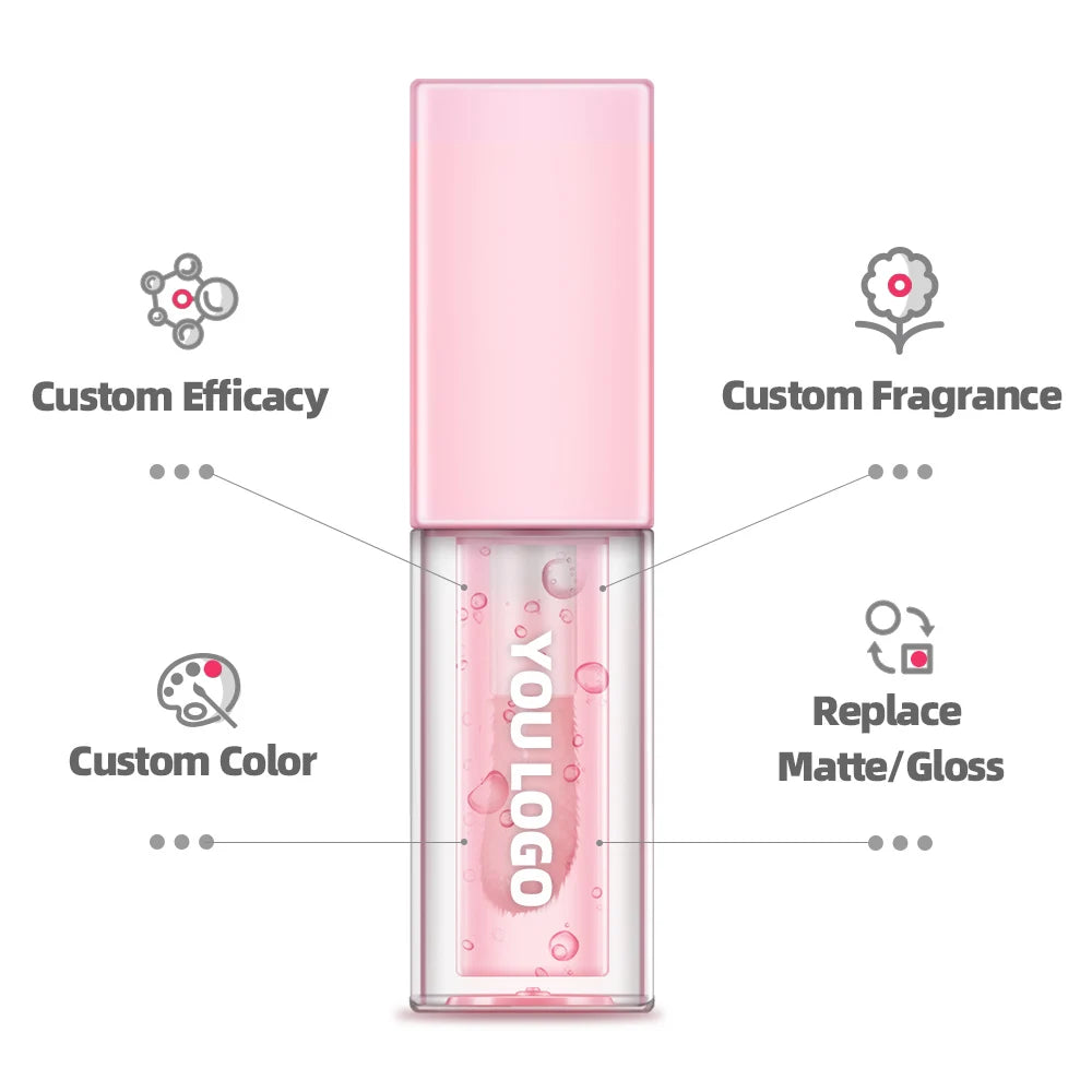 Color Changing Moisturizing Fruit Flavor Clear Vegan Pink Lip Gloss Lip Plumper Flavoring Oil Fruit Tint Private Label Lip Oil