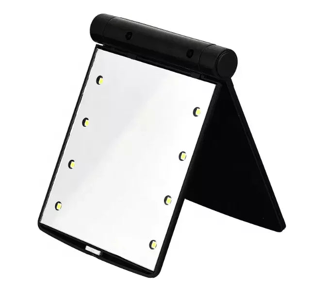 Colorful Double Sided Lighted Plastic Folding Compact Portable Handheld Square Led Pocket Mirror with 8 LED Light