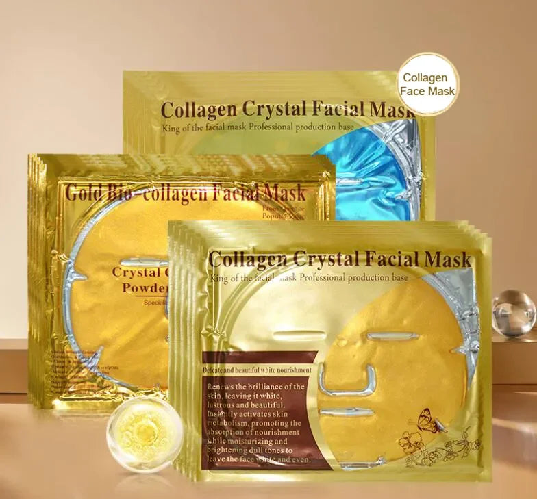 Custom Logo 24k Gold Bio Collagen Organic Jelly Face Sheet Mask Anti-aging Crystal Facial Mask Skin Care Golden Beauty Masks