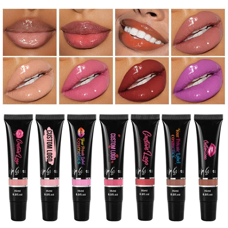 Custom Logo Black Tube 24 Colors Smooth Lip Glaze Vegan Moisturizing Long Lasting Glossy  Lip Gloss
