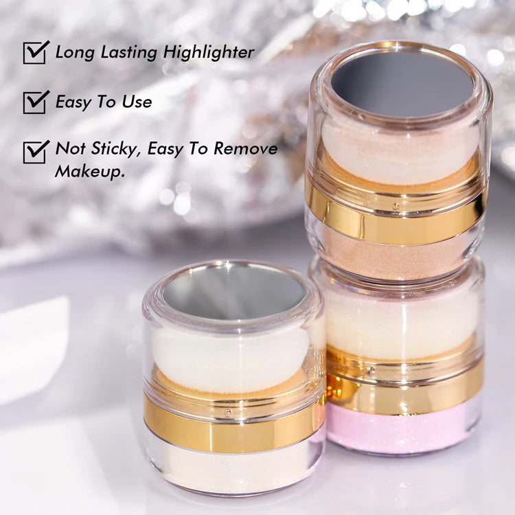 Custom Logo Fairy Sparkle Glitter Powder Vegan Makeup Body Face Bronzer Brightening High Shiny Diamond Highlighter Loose Powder