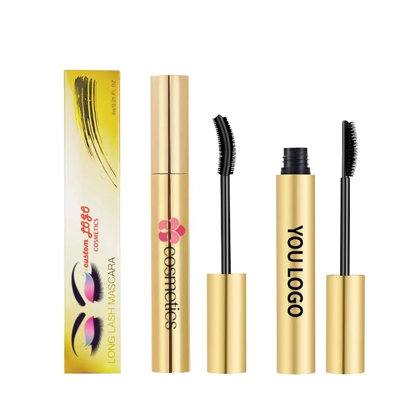 Custom Logo Metal Tube Mascara Cruelty Free Makeup Wholesale Oil Free 4D Long Lash Fiber Mascara