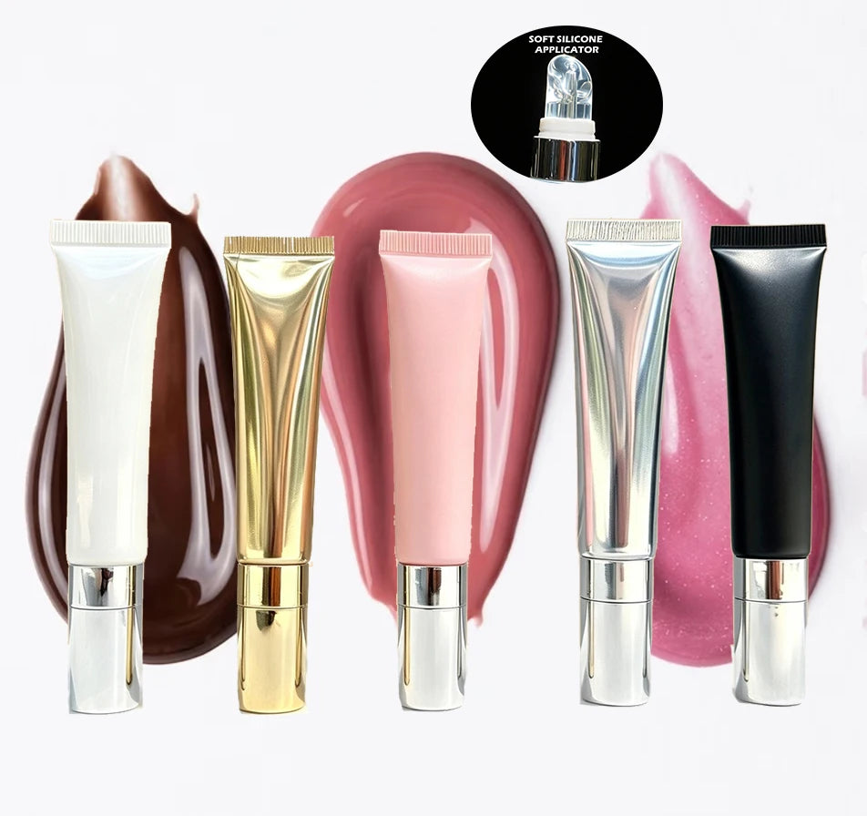 Custom Logo Multi Colors Lip Gloss Private Label Makeup Moisturizing Lipgloss with Soft Silicone Applicator Tube