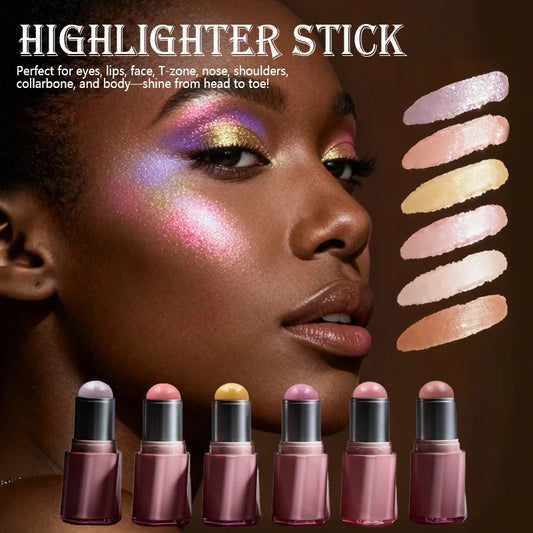Custom Logo Vegan  High Shiny Highlighter Stick Brighten  Shimmer Face Eye Shadow Luxury Private Label Makeup Highlighter Stick