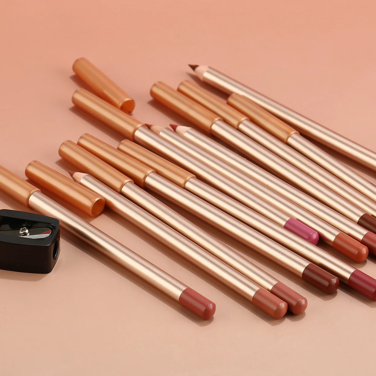 Custom Logo Wooden Lip Pencil Smooth Long-wearing Brown Shades Private Label Nude Creamy Lip Liner