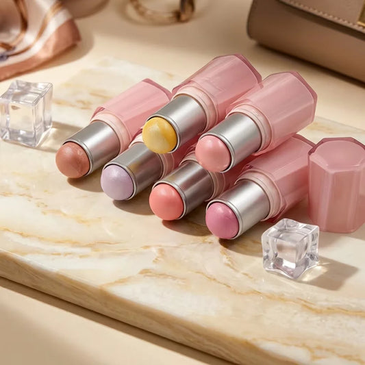 Custom Mineral Cosmetic Creamy Texture Waterproof Duochrome Shimmering Long Lasting Face Highlighter Stick Private Label