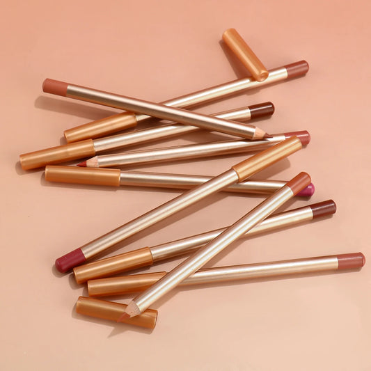 Custom Vegan Cruelty Free Creamy Matte Lip Liner Dark Brown Nude Waterproof Long Lasting Wooden Lip Pencil