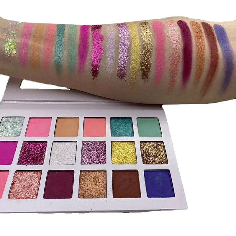 Customize Logo Cheap Eyeshadow Palette 18 Colors Vegan Glitter Makeup Eye Shadow Palette Private Label
