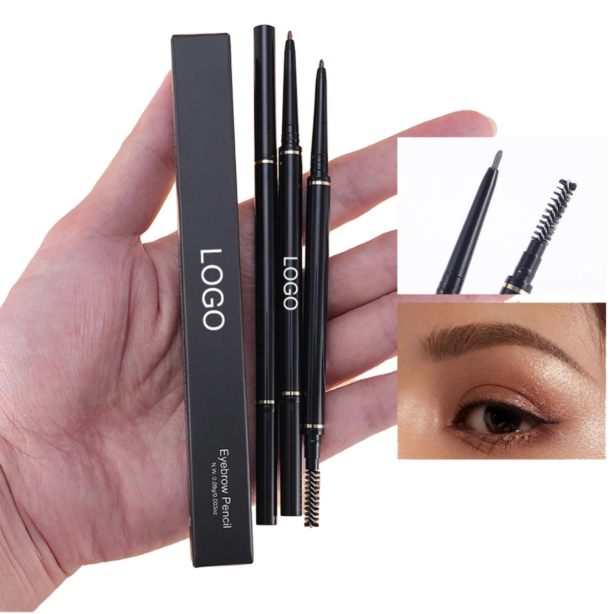 Customize Logo  Ultra-Thin Eye Brow Pencils Long Lasting Double Head Vegan Eyebrow Pencil Waterproof Eyebrow Pencils