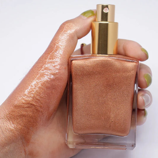Customized Logo Body Highlighter Cosmetics Long Lasting Private Label Face Body Makeup Shimmer Spray Liquid Highlighter