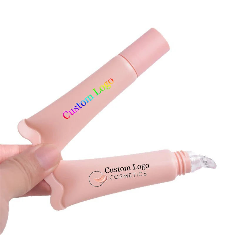 Customized Logo Lip Balm Butter Tube Wholesale Cosmetics Packaging Plastic Cute Soft PE Empty Lip Gloss Gel Wave Squeeze Tube
