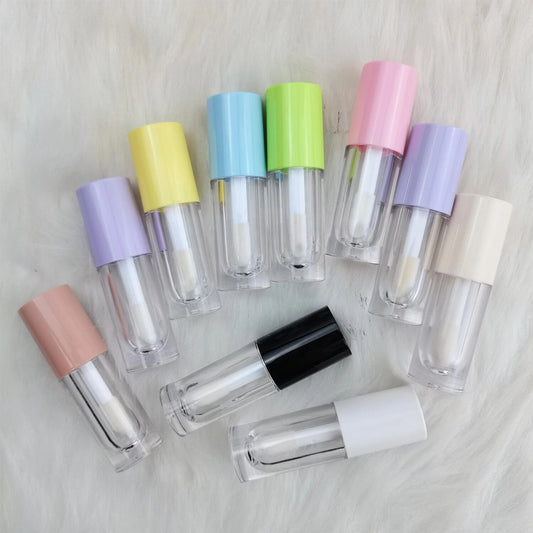 Cylindrical Cosmetics Empty Lip Gloss Tubes Foot Lip Gloss Tube Flat Big Brush Lip Gloss Container Tube Custom Private Logo