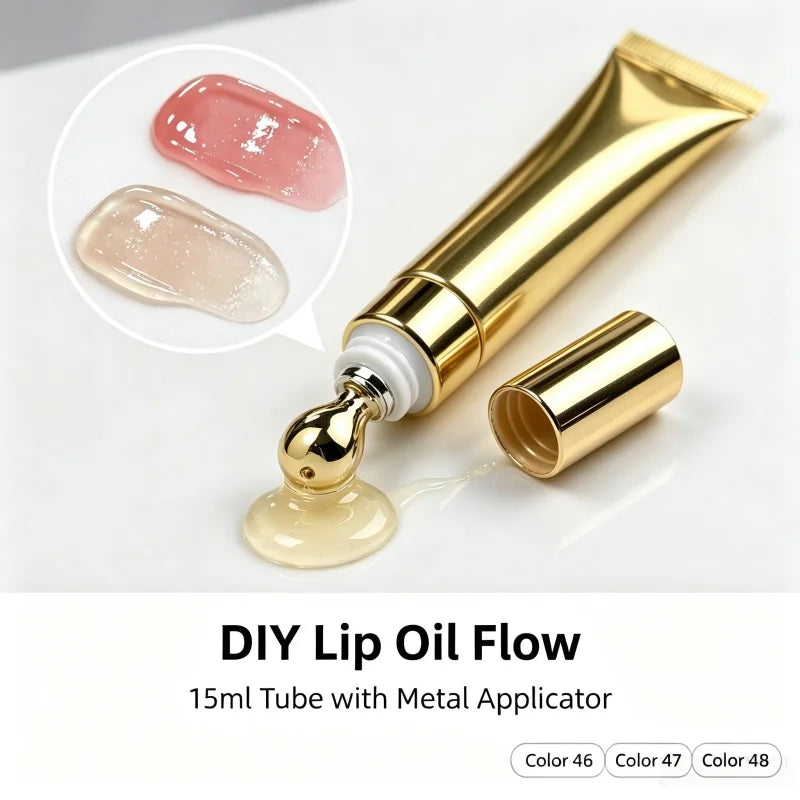DIY Lip Oil Colors Gold Tube Lip Plumper Moisturizing Hydrating Glossy Color Changing Lip Oil Custom Logo