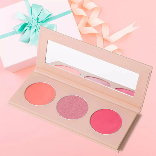 DIY Pick Your Colors 3in1 Highlighter Contour Blusher Palette No logo Bronzer Blush Highlighter Palette