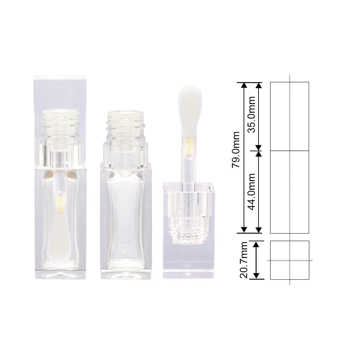 Empty Lipgloss Tubes Unique Private Label Liquid Lipstick clear square 8ml Fat Wand Lip Gloss Tube