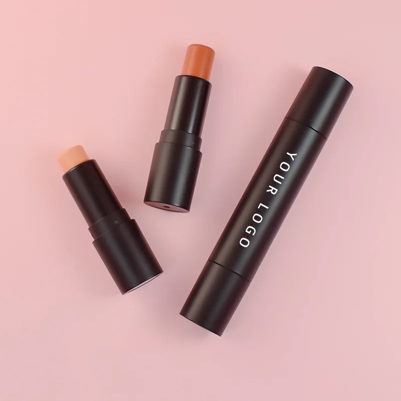 Face Makeup 3 Colors Black Tube Double Head Shaping Contour Stick Waterproof Highlighter Contouring Stick Private Label