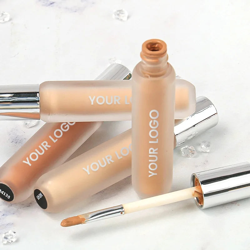 Face Makeup Private Label Organic Full Coverage Matte Waterproof Liquid Concealer Cream Liquid Concealer with Silver Tube
