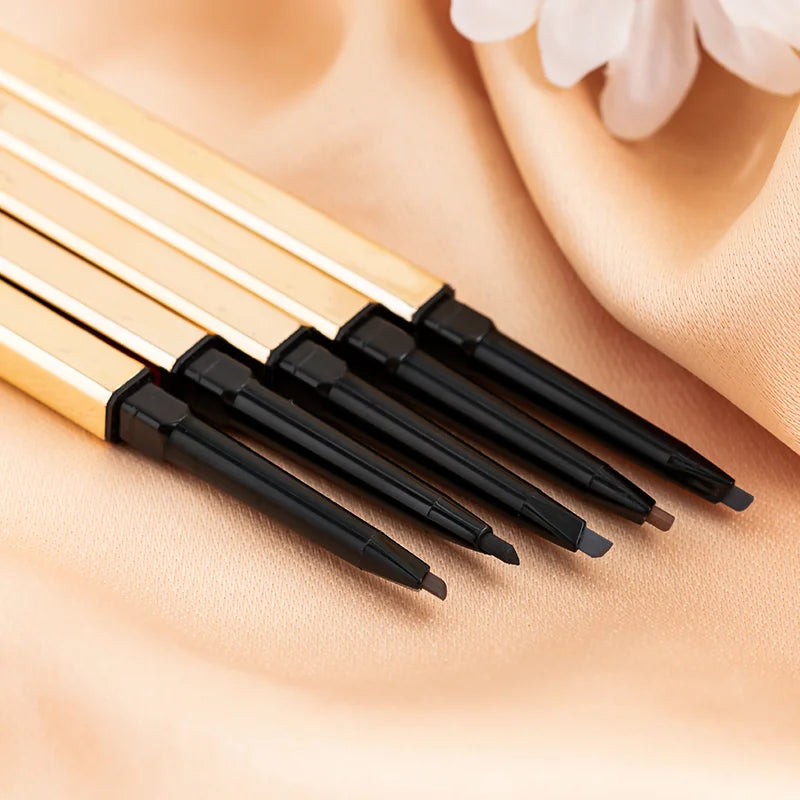 Free Cutting Super Best Private Label Your Logo 5 Colors Waterproof Eyebrow Makeup Cosmetics Gold Triangle Tip Eyebrow Pencil