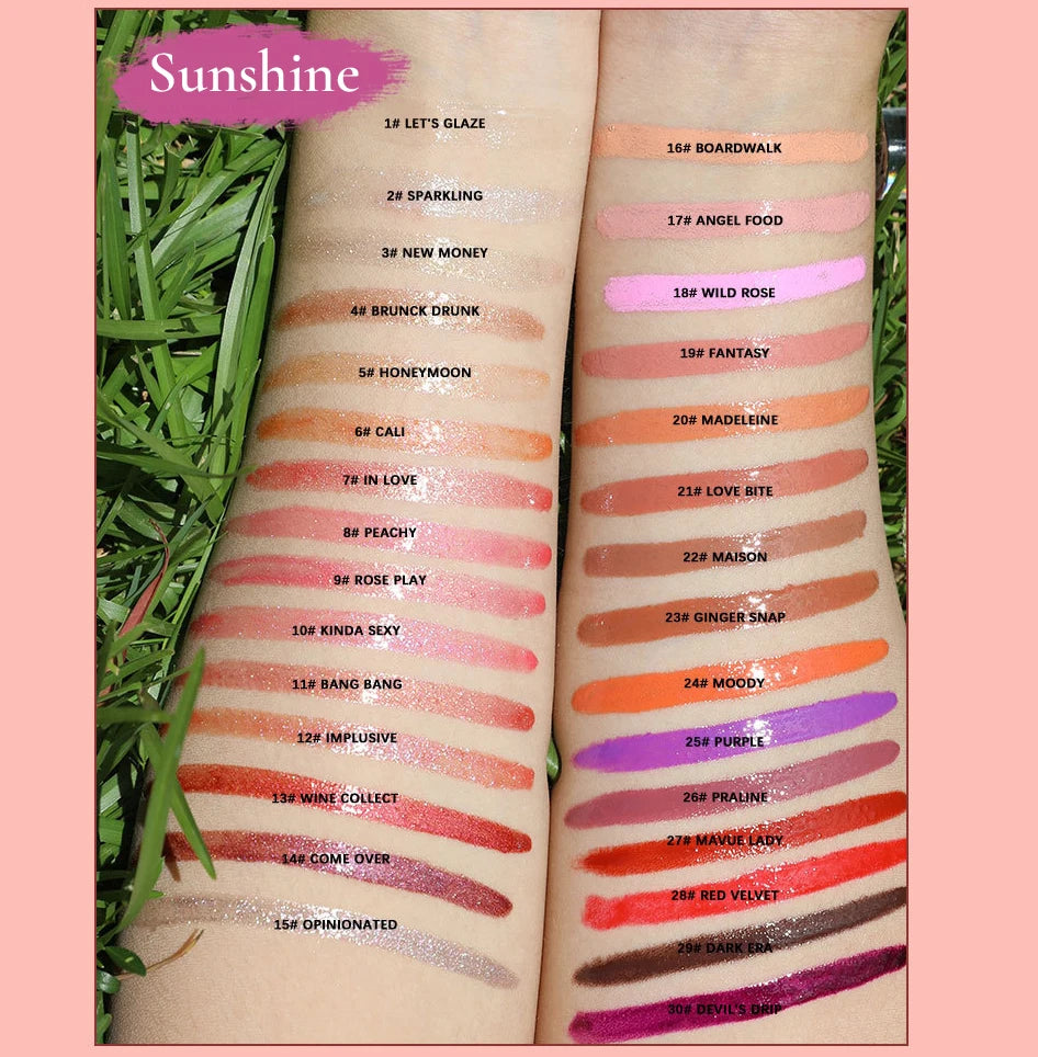 Glossy High Shiny Glitter pink Round Packaging Container Lip Gloss Wholesale Bulk Lip Gloss Private Label