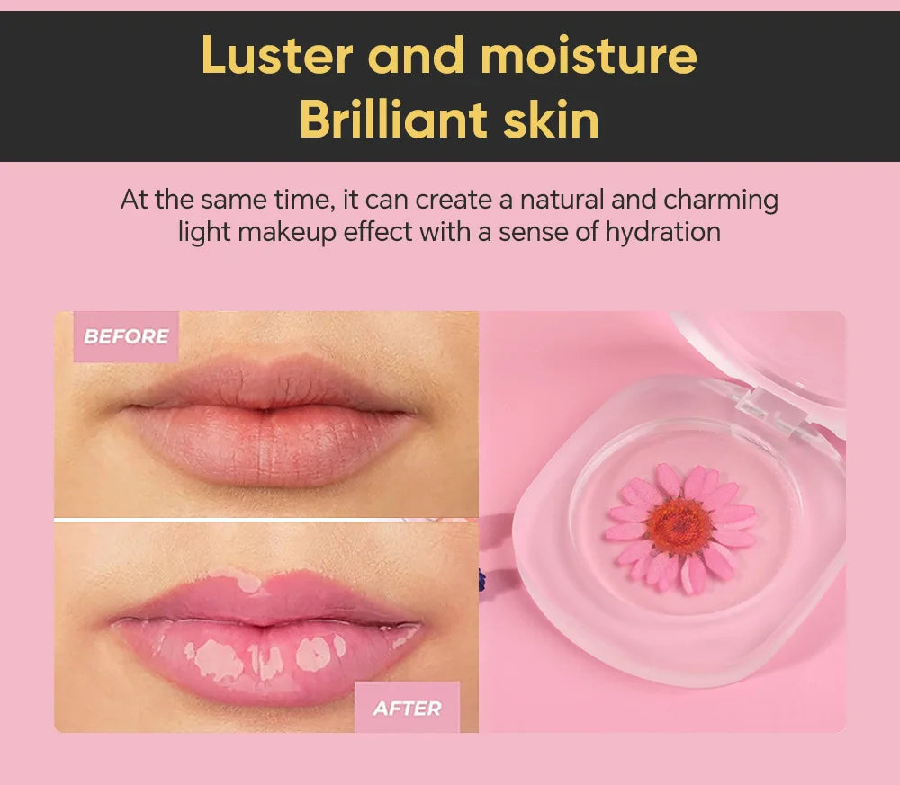 fashion style multi colors flower transparent lip cheek dual use moisturizing jelly blush cream color changing blush